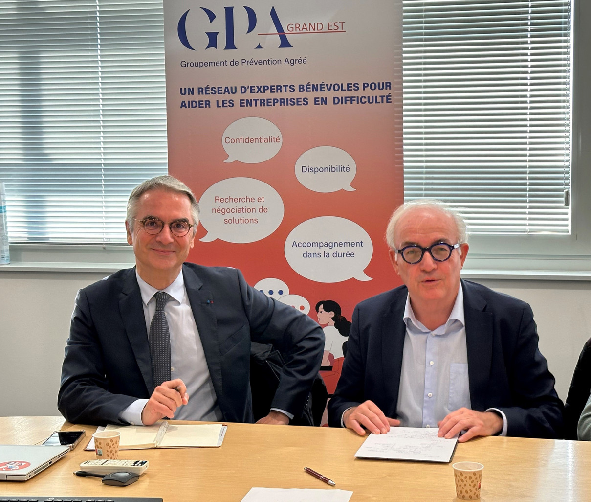 © GPA Grand Est. Stéphane Heit, président de la CPME Grand Est et Jean-Pierre Deramecourt, président du GPA Grand Est viennent d’annoncer le regroupement des gouvernances de du GPA Grand Est et du GPA France Est (issu de la CPME) pour une meilleure efficacité. 