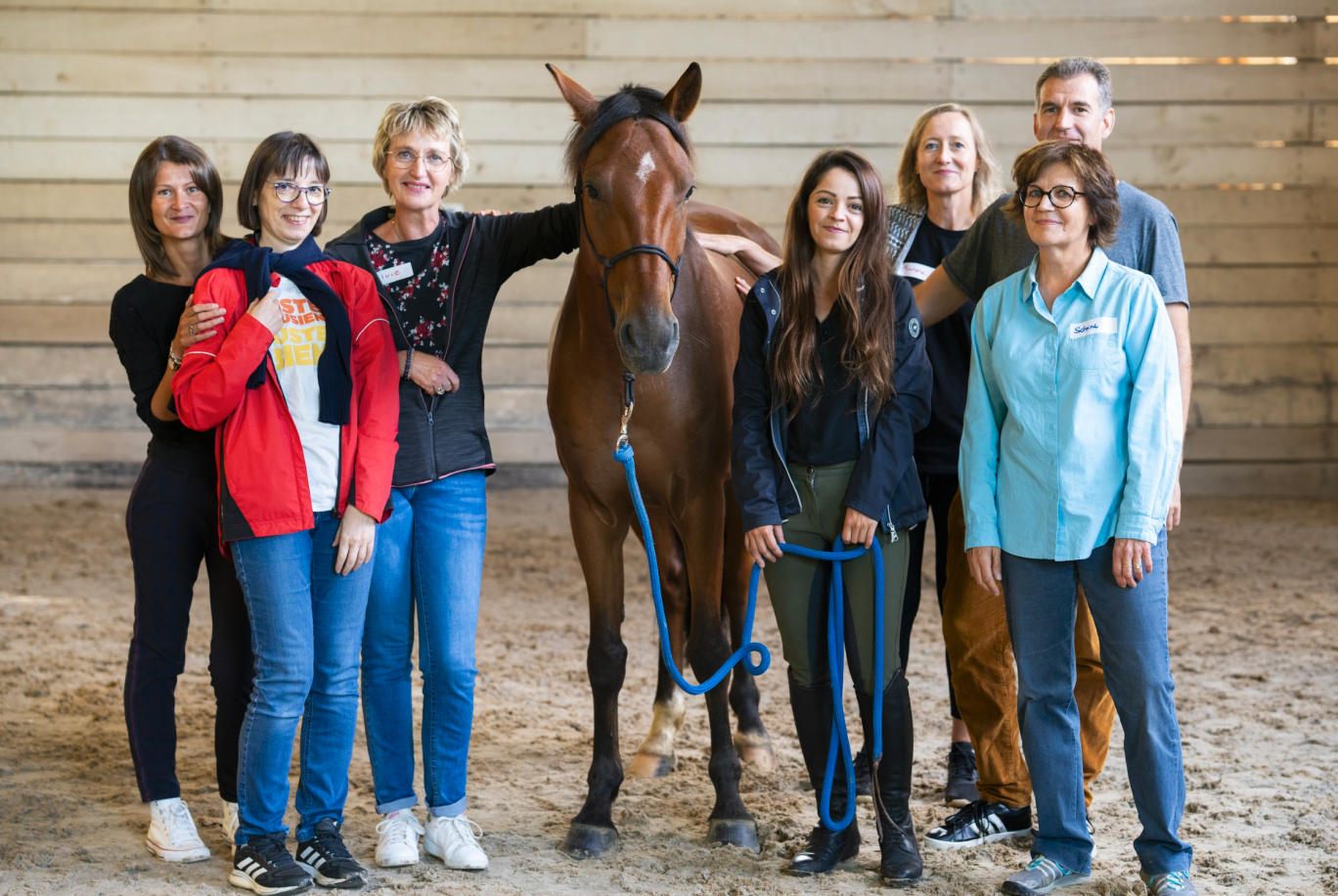 Cohésion d’équipe au programme pour les équipes de Meuse Attractivité avec le cheval comme médiateur. © Guillaume Ramon