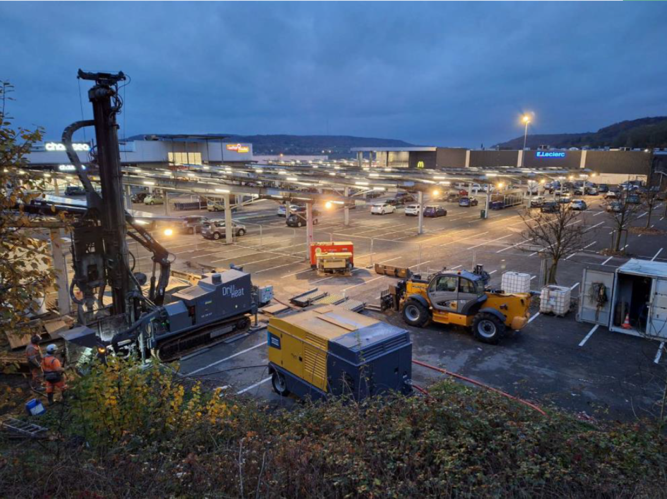 © DrillHeat1. L’hypermarché E.Leclerc de Frouard est en train de s’équiper d’une équipement de chauffage et rafraîchissement issu de la géo-énergie.