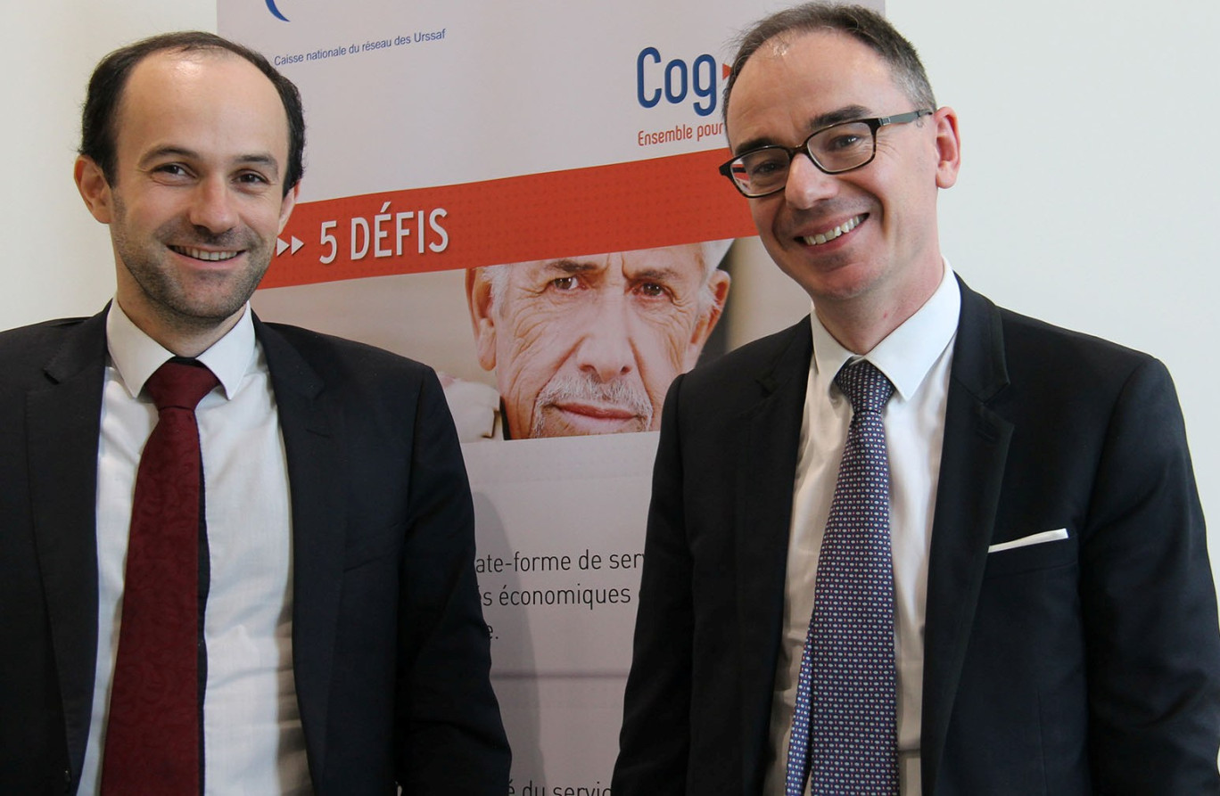 Yann-Gaël Amghar, directeur général de l’Acoss et Christophe Franceschi, le directeur régional de l’Urssaf Lorraine.