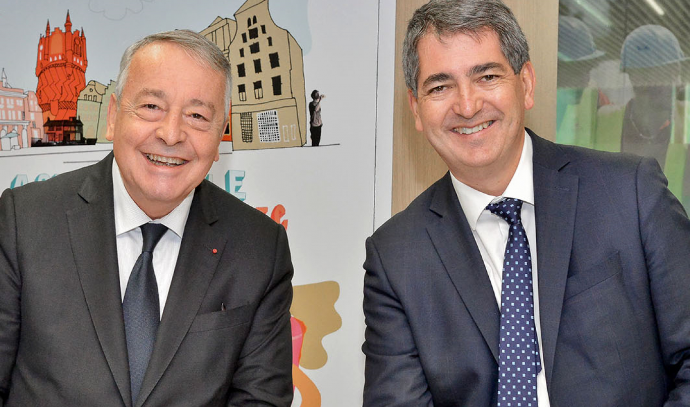 Crédit : Jean-Marie Ramès-Veolia. 

Antoine Frérot, le PDG du groupe Veolia et Jean Rottner, le président de la Région Grand Est viennent de signer un protocole d’accord pour renforcer leur collaboration dans le développement durable de la région. 
